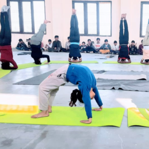 Students doing yoga