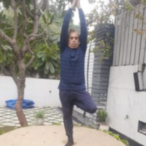 Expert doing yoga